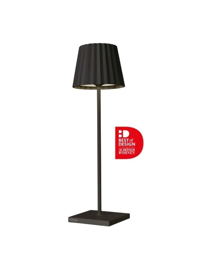 Sompex Troll 2.0 LED Table Lamp | IP54 (splash and dust proof) | 2 warm white light colours | Stepless touch dimmer | Wireless Indoor & Outdoor | Aluminium | Brightness memory | H 38 cm - Black - Image 1